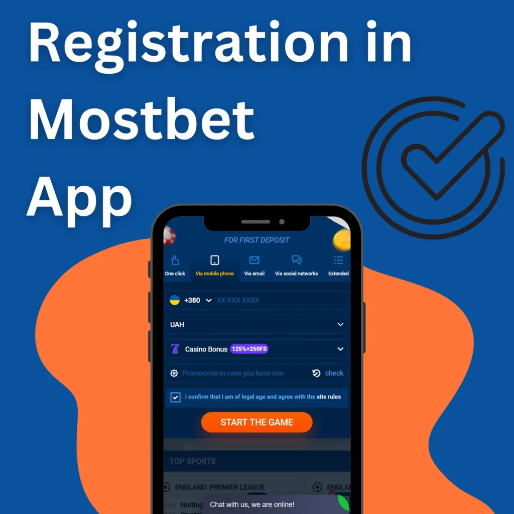 Enregistrement dans l'application Mostbet.