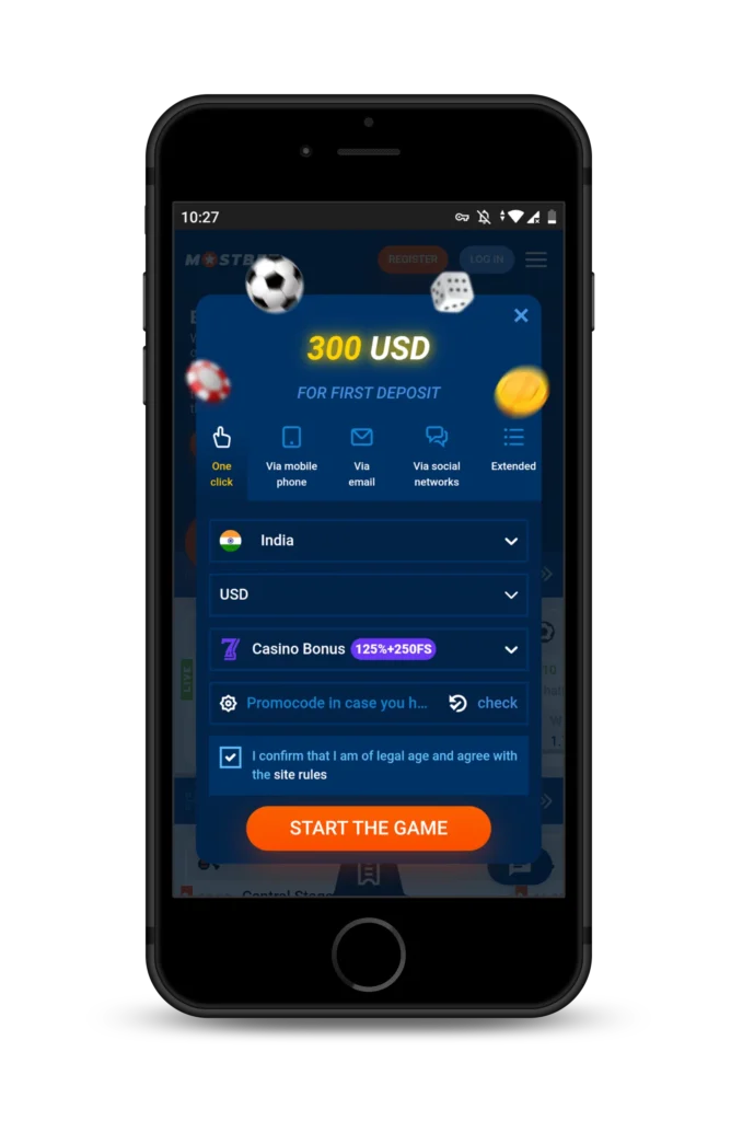 Registration in ONE CLICK at Mostbet.