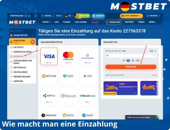 Wie macht man Einzahlung